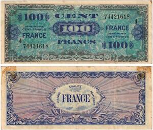 Q5806 Banknote France 100 Francs Trésor WWII 1944 Numéro 4 -> Make offer