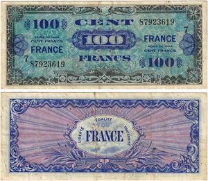 Q5807 Banknote France 100 Francs Trésor WWII 1944 Numéro 7 -> Make offer