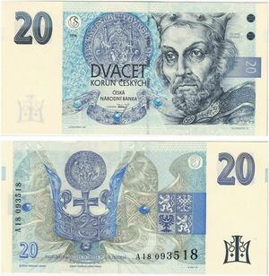 Q5902 Banknote Czech Republic 20 Korun Premysl Otakar I 1994 UNC -> Make offer