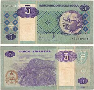 Q5916 Banknote Angola 5 Kwanzas Joe Eduaro Santos Antonio Agnostinho Neto 1999