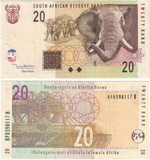 Q5920 Banknote South Africa 20 Rand Elephant 2005 AU -> Make offer