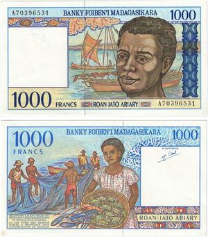 Q5929 Banknote Madagascar 1000 Francs 200 Ariary 1994 UNC -> Make offer