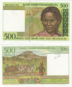 Q5935 Banknote Madagascar 500 Francs 100 Ariary 1994 UNC -> Make offer