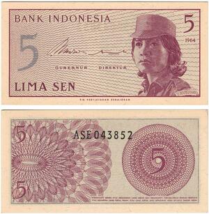 Q5994 Banknote Indonesia 5 Sen1964 UNC -> Make offer