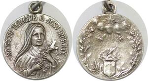 Q6573 Médaille St Thérèse Lisieux Jesus Infante Silvered ->Make Offer