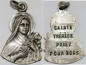 Q6581 Médaille St Thérèse Priez pour nous Silvered -> Make Offer