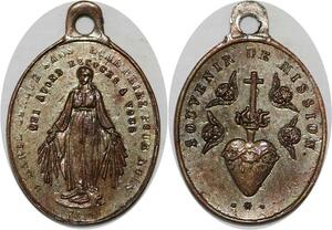 Q6582 Médaille Marie Priez pour nous Souvenir Mission Coeur Jesus Marie 1830