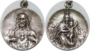 Q6590 Medal Vatican Papal States Virgin Marie Jesus Silvered -> Make offer