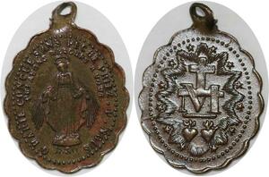 Q6593 Médaille O Marie Priez pour Nous 1830 2 coeurs SUP -> Make Offer