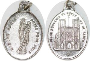 Q6610 Médaille Notre Dame de Paris Cathedrale Vierge Marie Silvered