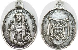Q6611 Medal Vatican Papal States Mater Dolorosa Jesus Silvered AU