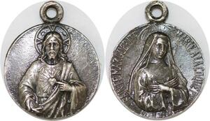 Q6612 Médaille St Marguerite Jesus heart coeur Silvered SUP