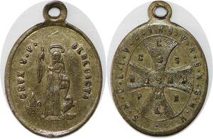 Q6621 Medal Vatican Papal States St Benoit Benedictvs Crux S.P Croix