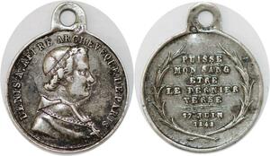 Q6627 Médaille Affre Archeveché Denis Auguste Paris 1848 Silvered
