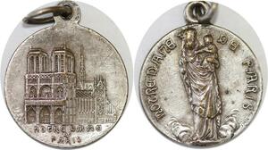 Q6655 Médaille Notre Dame de Paris Cathedrale Marie Jesus Silver