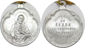 Q6664 Rare Médaille Vatican Papal States Coeur Sacré Pie X avec ruban SPL