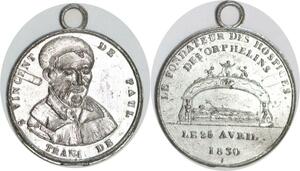 Q6674 Médaille St Vincent de Paul Hospices Orphelins 1830 SUP