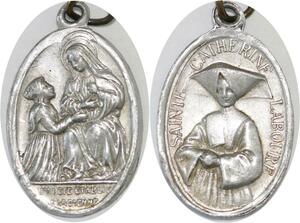 Q6675 Médaille St Catherine de Labouré Praying to the Virgin    