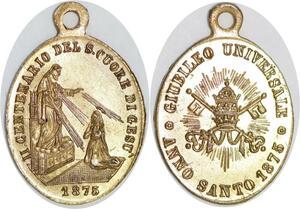 Q6682 Medal Vatican Papal States 200 years Giubilea Universale 1875 AU