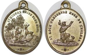 Q6693 Médaille St Hubert St Roch Choléra SUP