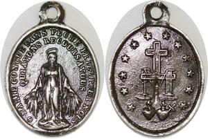 Q6699 Médaille O Marie Priez pour nous Vierge Marie 2 coeurs