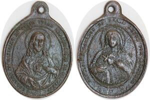 Q6705 Medal Vatican Papal States Sacratissimo Jesus Christ Vierge Marie