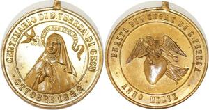 Q6709 Medal Vatican Papal States 100 ans Ste Teresia Angel heart 1882 AU