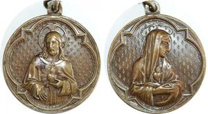 Q6714 Médaille Jesus Christ Virgin Mary Marie Heart SPL