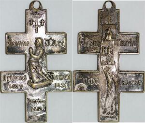 Q6715 Rare Médaille Jeanne d'Arc Orléans Rouen 1429 1431 Jesus Maria