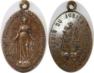 Q6798 Medal Vatican Papal States Souvenir Jubile Universel 1881 Coeurs
