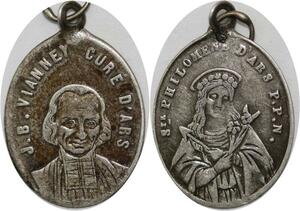 Q6801 Médaille Jean-Marie Vianney Curé St Philomène Ars Silvered AU > Offer