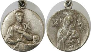 Q6808 Medal Vatican Papal States Vierge Marie Jesus Tête de mort Silvered
