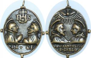 Q7005 Très Rare Medal Vatican Papal States S Francesco S Carlo IHS 16-17th c