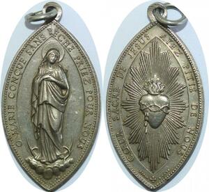 Q7008 Rare Médaille Coeur Sacré Jesus Priez Pour Nous Penin Lyon SUP > Offer