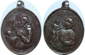 Q7014 Medal Vatican Papal States St Francois d'Assise St Anthony of Padua AU