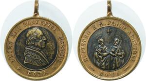 Q7070 Medal Vatican Papal States Leone XIII St Peter Paul Rome AU > Offer