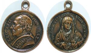 Q7078 Medal Vatican Papal States Leo XIII Jesus Praebe Filicor tvvam > Offer