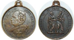 Q7086 Medal Vatican Papal States Leo XIII St Peter St Paul 1880 AU > Offer