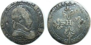 Q7823 Rare Henri III Demi Franc au col plat 1588 I Limoges Argent - F Offre