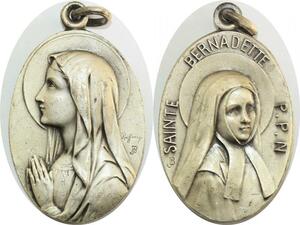 Q7826 France Médaille St Bernadette Soubirous Vierge Maria PPN Silvered AU