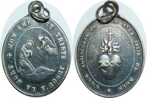 Q7856 Medaglia Vatican Papal States Coeur Agonisant Ame triste Silvered