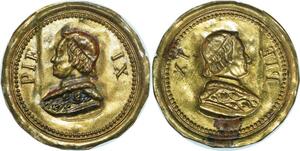 Q7879 Medaglia Vatican Papal States Pius IX 1846 1878 frappe incuse AU