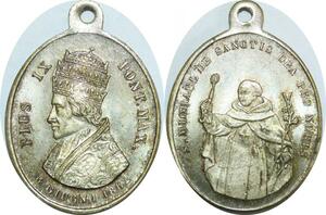 Q7880 Medaglia Vatican Papal States Pius IX St Michael 1862 UNC > Offer