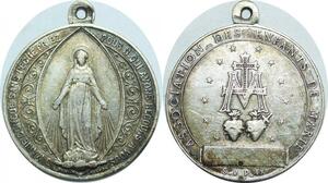 Q7885 Médaille France O Marie Vierge Marie 1830 coeurs Silver > Make Offer