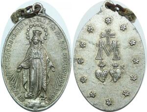 Q7891 Médaille France O Marie Vierge Marie 1830 coeurs grand module > Offer