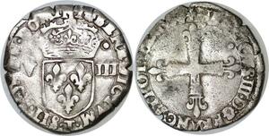 Q7923 Rare 1/8 Ecu Henri III 1584 T Nantes Argent Silver > Make Offer