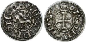 Q7937 Très Rare Saint-Gilles Denier Raymond V Biche Onor Sci Egidii Silver