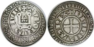 Q7941 Rare Gros tournois à l'O rond Philippe IV 1285-1314 point Silver