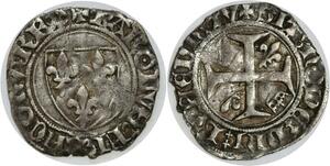 Q7955 Rare Duc Bourgogne Blanc Guénar Charles VI 1417 Troyes Variété O