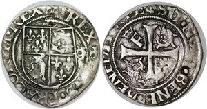 Q7966 Rare Grand blanc dauphiné François Ier 1515 1547 Grenoble Fauté REX Argent